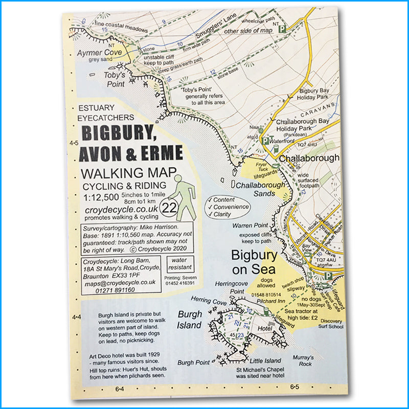 Bigbury, River Avon and River Erme walking and cycling map - Croyde Maps