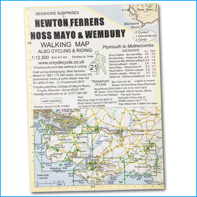 Newton Ferrers, Noss Mayo and Wembury walking and cycling map - Croyde Maps